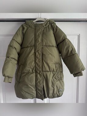 Gap Kids Primaloft Parka Jacket Olive Green Fleece Lined Water Resistant Size 4